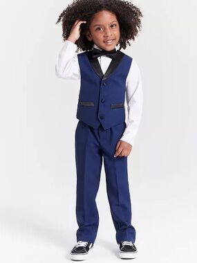 Nautica Boys 4 Piece Tuxedo Vest w/ Clip Tie